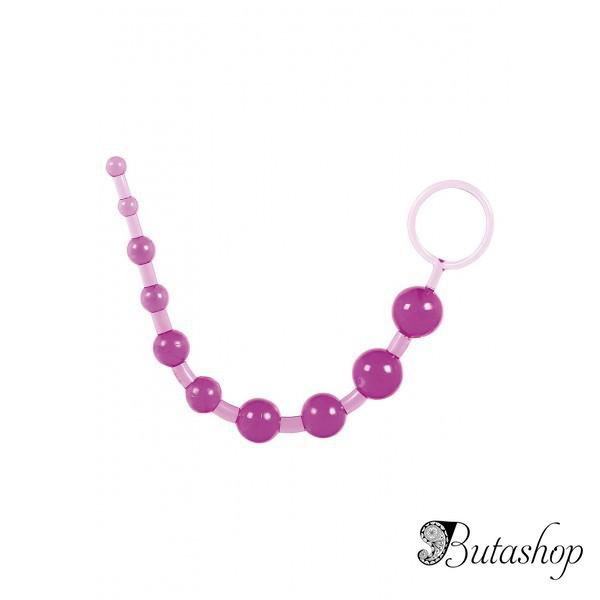 Анальные шарики на жесткой связке фиолетового цвета - butashop.com