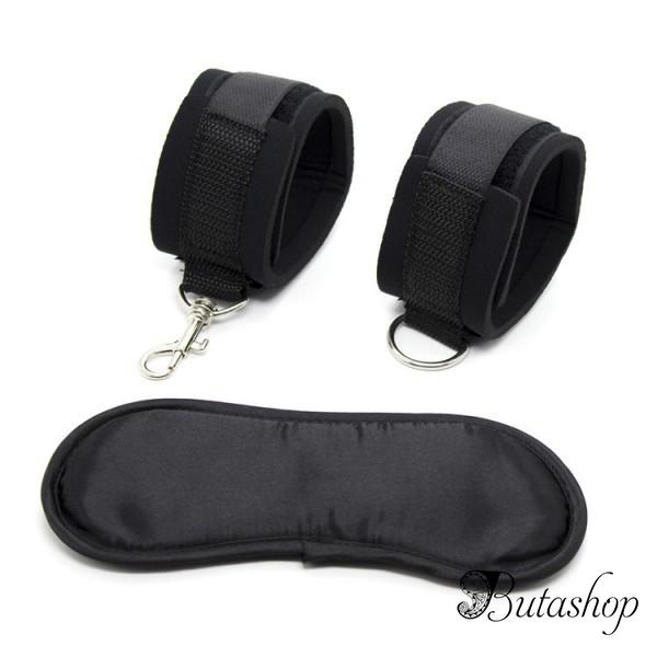 Черный бандажные наручники и повязка для глаз - butashop.com