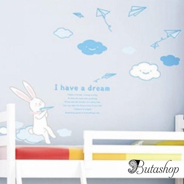РАСПРОДАЖА! Виниловая наклейка - Кролик мечтатель - I have a dream - butashop.com