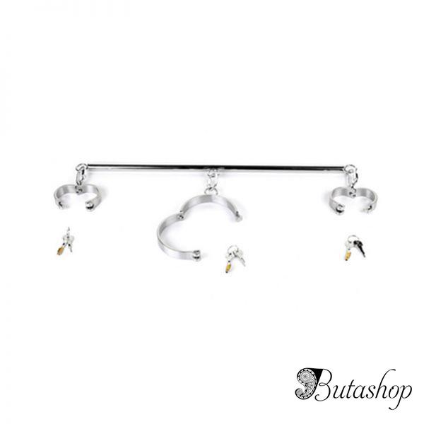 Male Stainless Steel Hand and Neck Handcuffs - www.butashop.com