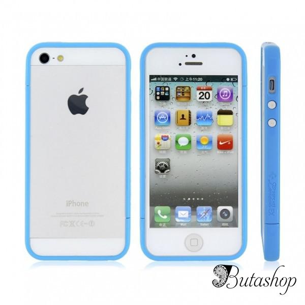 РАСПРОДАЖА! Glossy Injection Painting Design PC Up & Down Protective Frame for iPhone 5 (Blue) - butashop.com