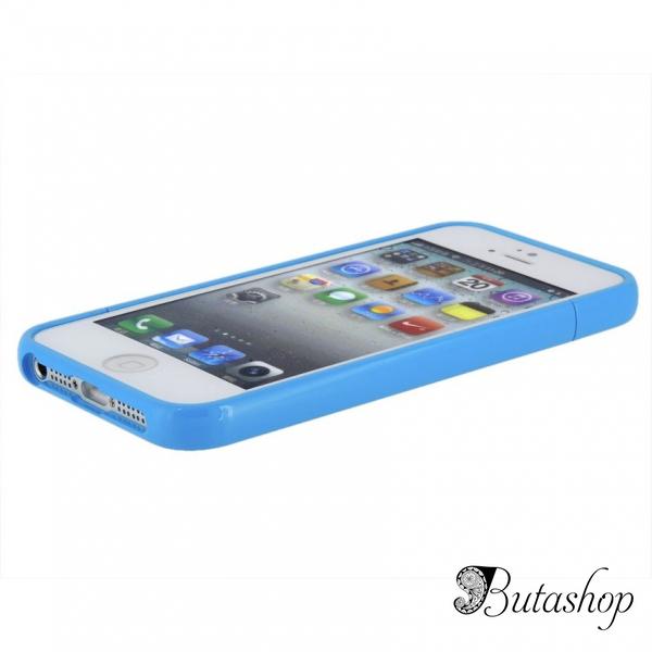 РАСПРОДАЖА! Glossy Injection Painting Design PC Up & Down Protective Frame for iPhone 5 (Blue) - butashop.com