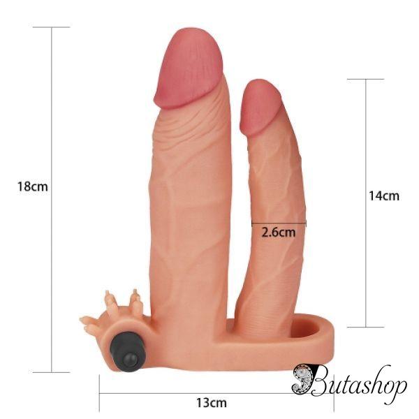 Pleasure X Tender Vibrating Double Penis Sleeve - butashop.com