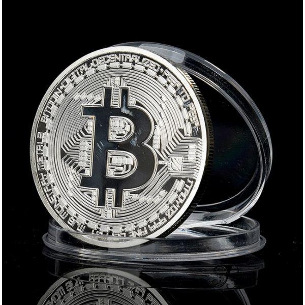 РАСПРОДАЖА! Сувенирная монета coin Bitcoin серебро - butashop.com