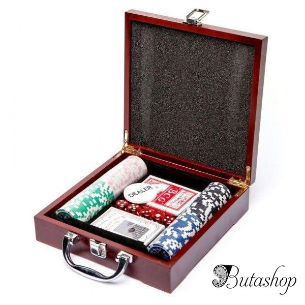 РАСПРОДАЖА! Набор для покера 100 Pc Poker Game Set (в деревянном кейсе) - butashop.com