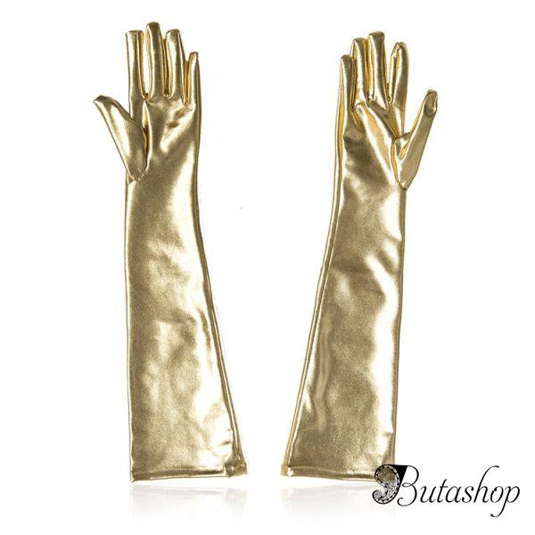 Золотистые виниловые перчатки - butashop.com