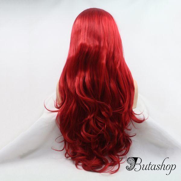 Реалистичный парик на сетке ярко красные длинные волосы - butashop.com