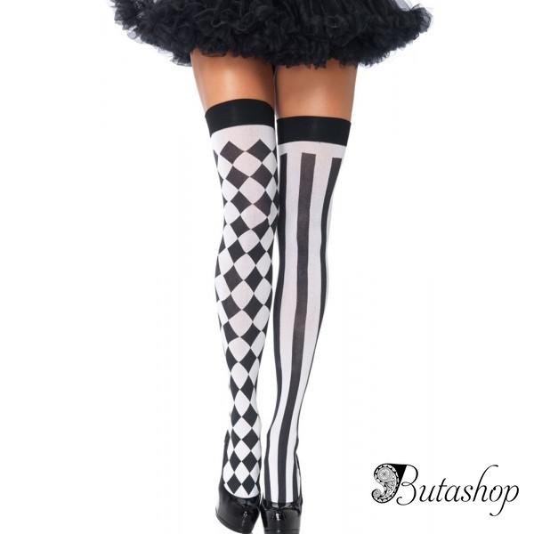 Черные чулки с принтом Sexy Leg Stocking - butashop.com