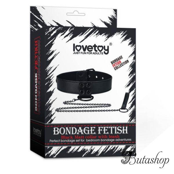 Черный матовый воротник с поводком Bondage Fetish Black Matt Collar With Leash - butashop.com
