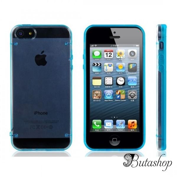 РАСПРОДАЖА! PC Plastic & TPU Rubber Dual Color Glow-in-the-Dark Protective Case for iPhone 5 (Blue) - www.butashop.com