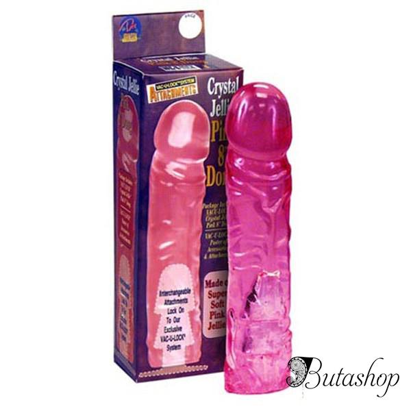 РАСПРОДАЖА! Насадка-фаллоимитатор Vacu Lock 8 Inch Pink Jelly Dong - butashop.com