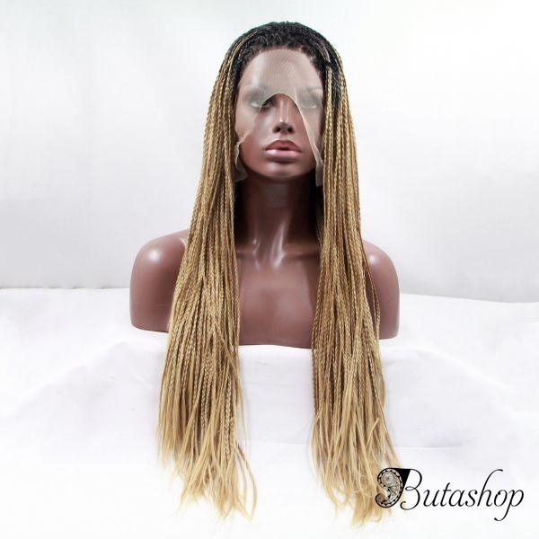 Длинный парик блонд омбре из афро косичек с темными корнями - butashop.com