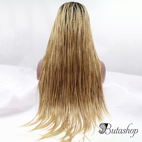 Длинный парик блонд омбре из афро косичек с темными корнями - butashop.com