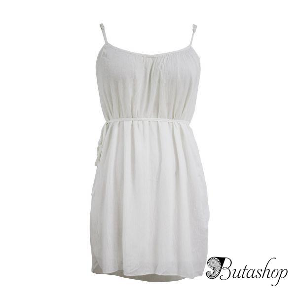 Белое пляжное платье на тонких бретельках - butashop.com