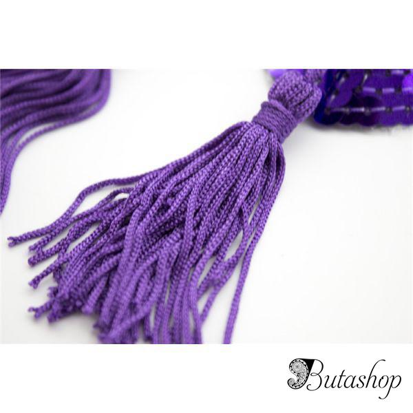 Фиолетовые стикини на соски с паетками - butashop.com