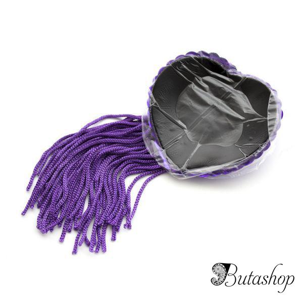 Фиолетовые стикини на соски с паетками - butashop.com