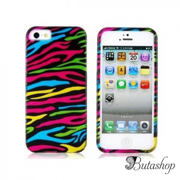 РАСПРОДАЖА! Чехол разноцветная зебра для iPhone 5 - butashop.com